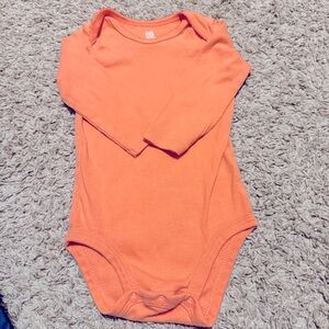 Carter’s Just One You solid orange tangerine onesie long sleeve - 12m